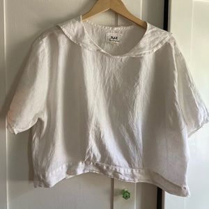 Flax sailor top, white, size L